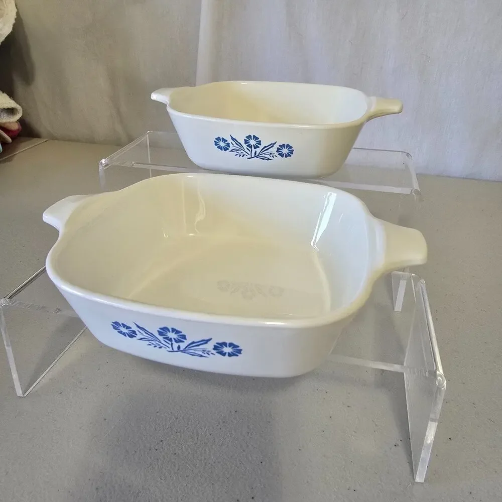 VTG Corning Ware P-41 Petite Pans 2 Blue Cornflower Mini USA Set Of 2